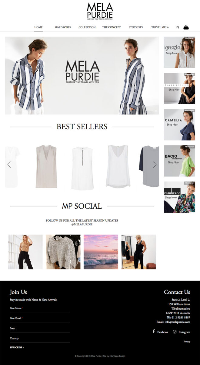 mela purdie website by intervision design