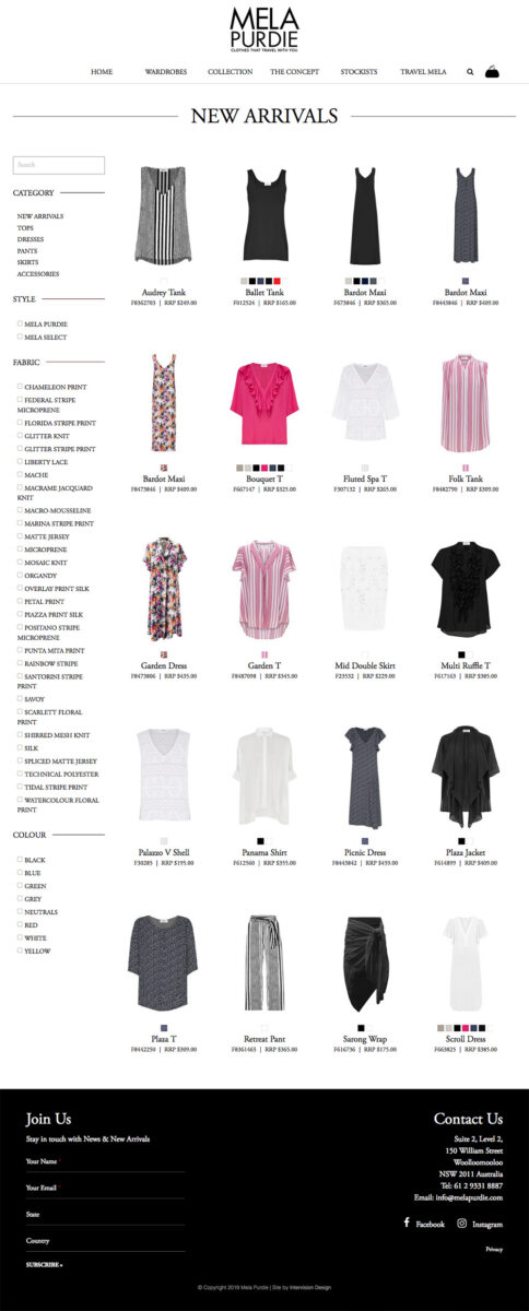 mela purdie website by intervision design