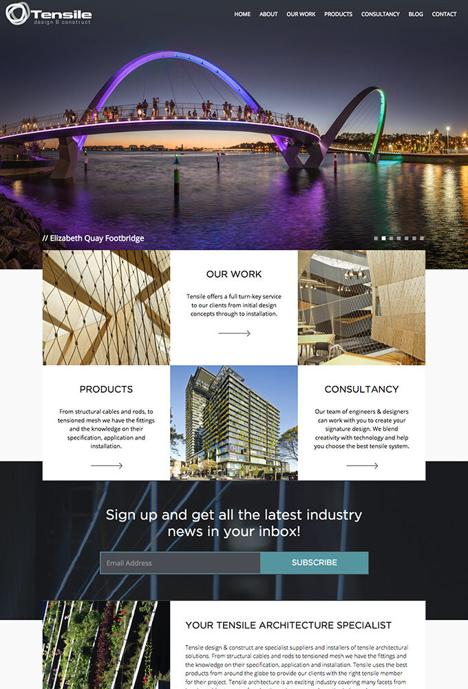 tensile website by intervision design
