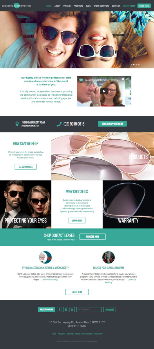 beckenham optometrists website by intervision design