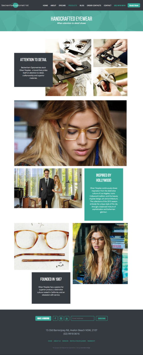 beckenham optometrists website by intervision design
