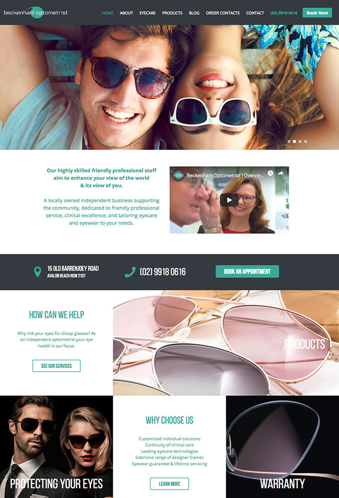 beckenham optometrists website by intervision design