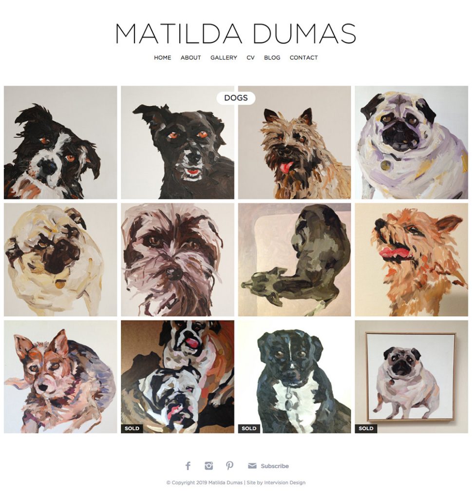 matilda dumas artist website by intervision design