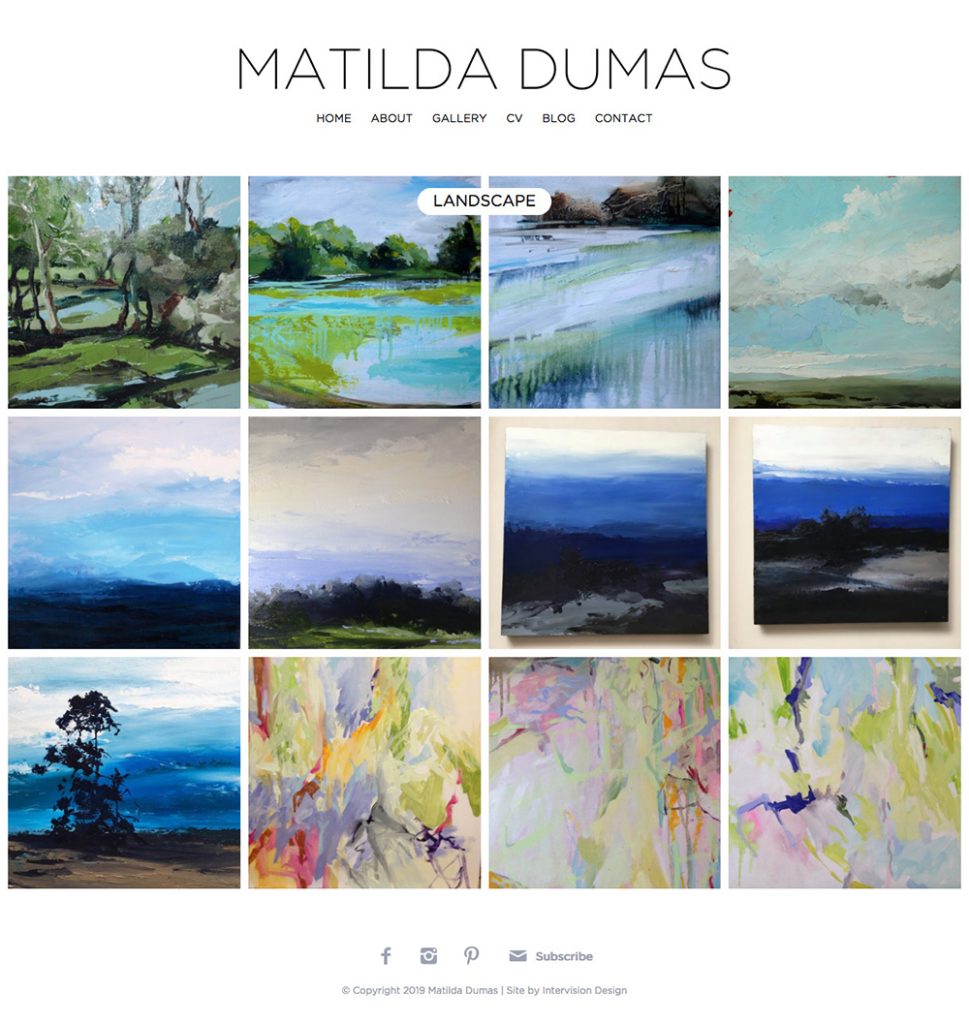 matilda dumas artist website by intervision design