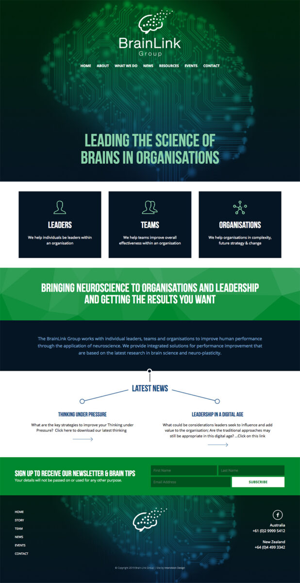 brainlink corporate website by intervision design