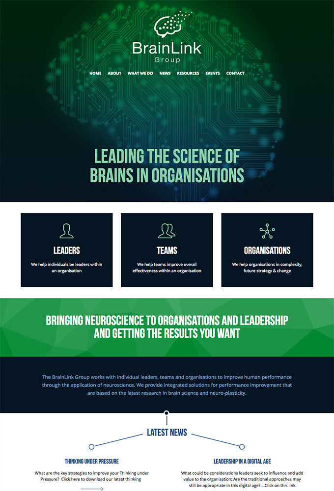 brainlink corporate website by intervision design