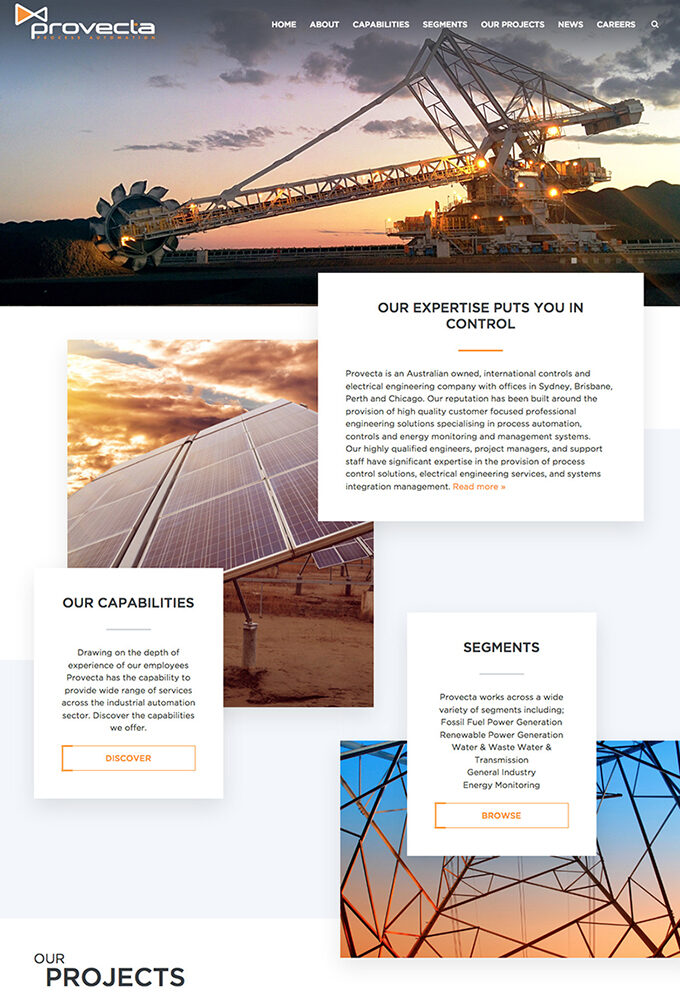 provecta engineers website by intervision design