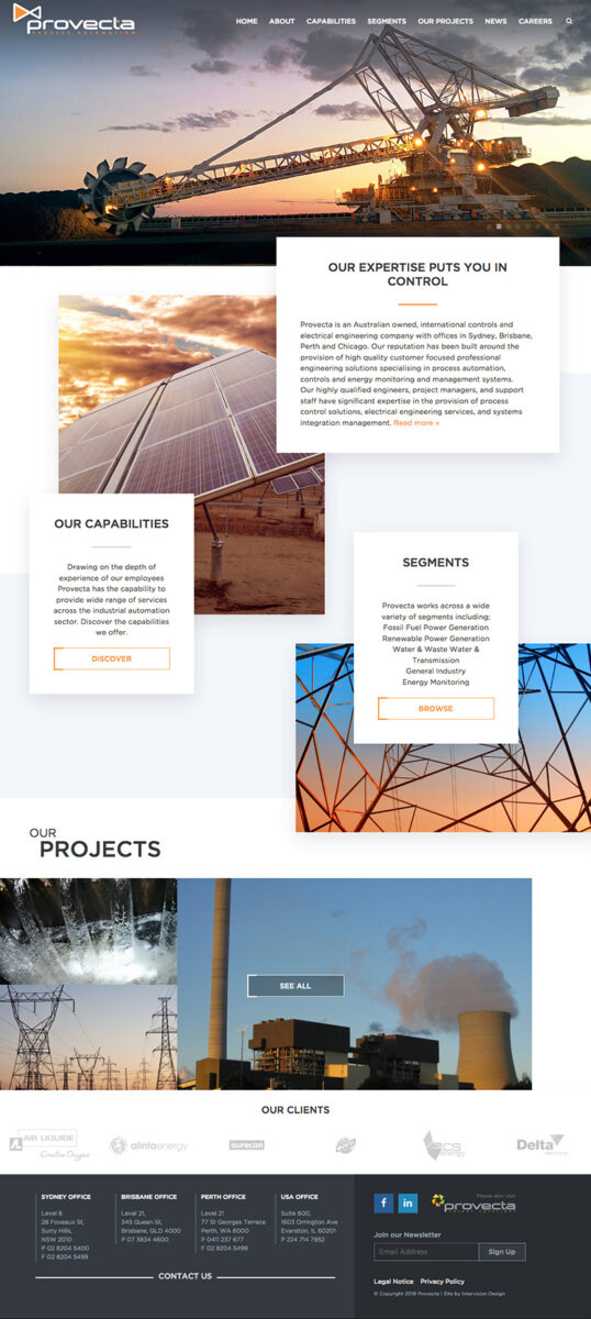 provecta engineers website by intervision design