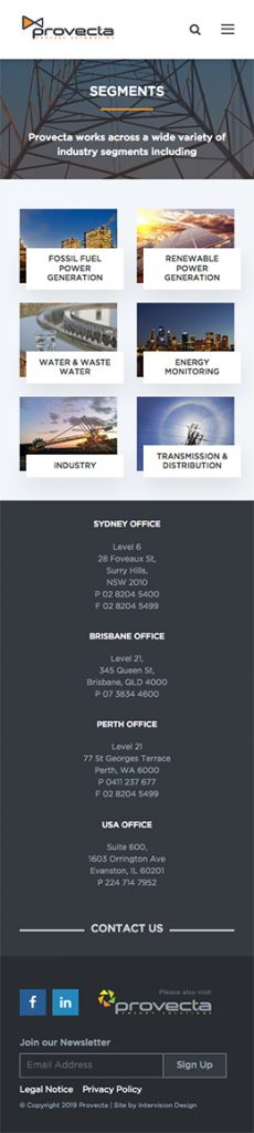 provecta engineers website by intervision design