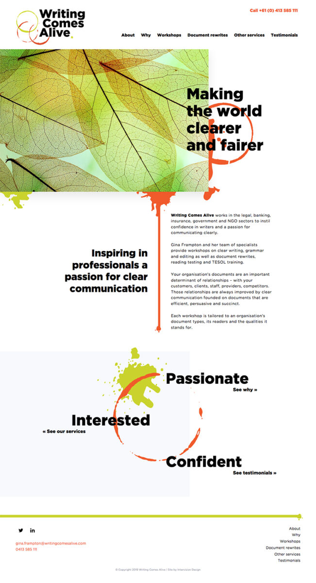 writing comes alive creative website by intervision design