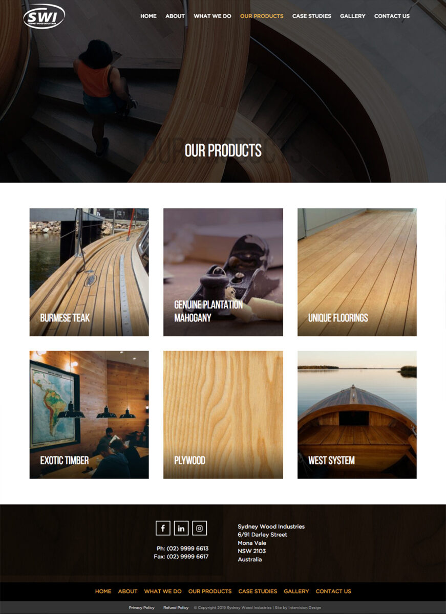 Sydney Wood website by intervision design