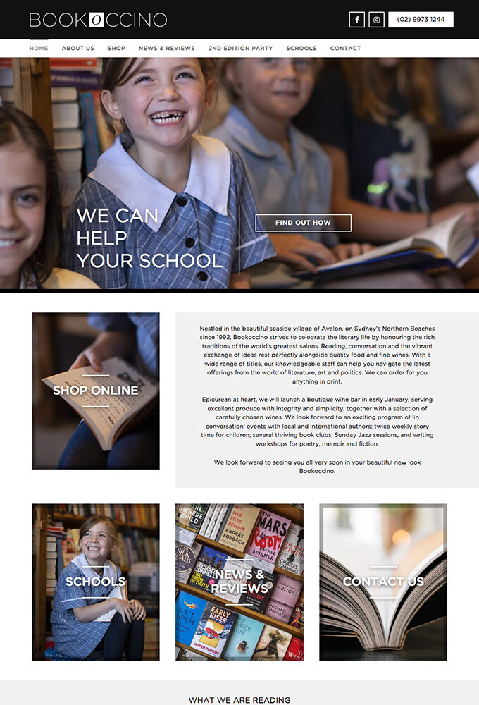 bookoccino website design by intervision design