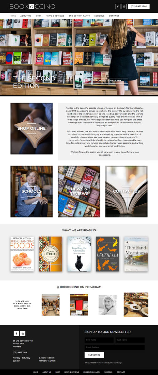 bookoccino website design by intervision design