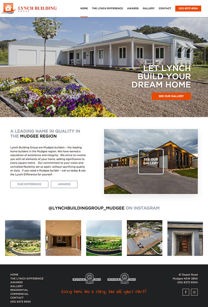 lynch builders website by intervision design