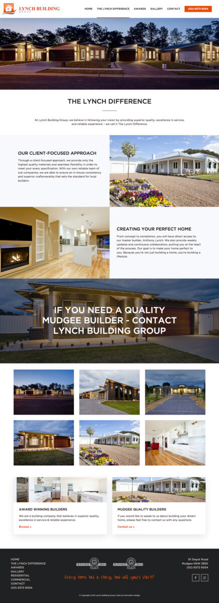 lynch builders website by intervision design