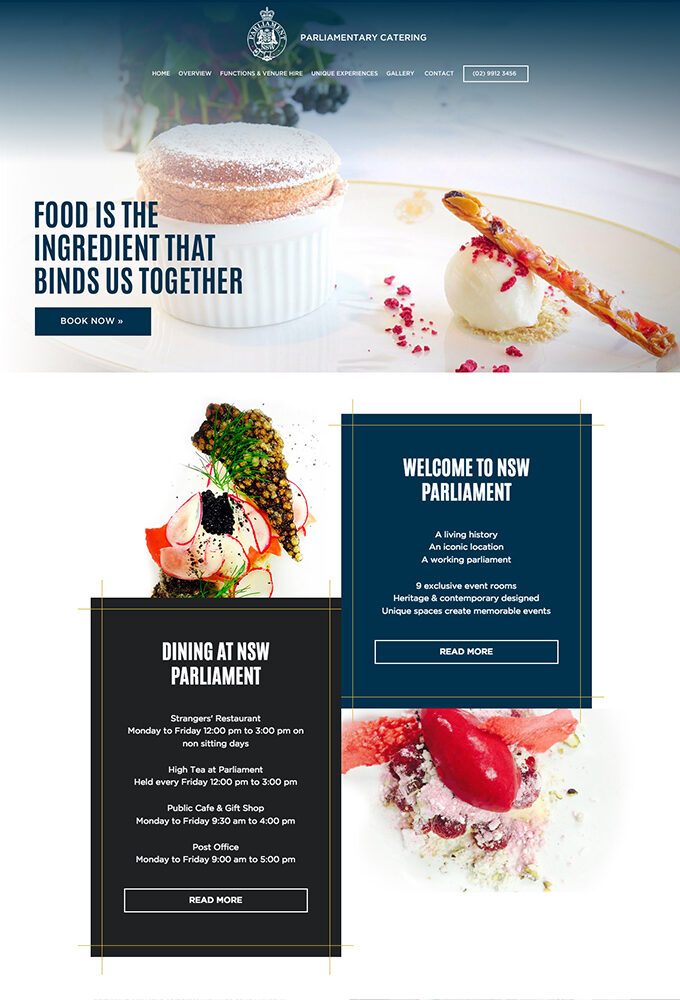 Parliamentary Catering website by intervision design