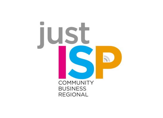 justISP logo design by intervision design