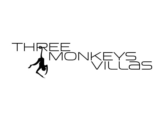 three monkeys villas bali logo design by intervision design