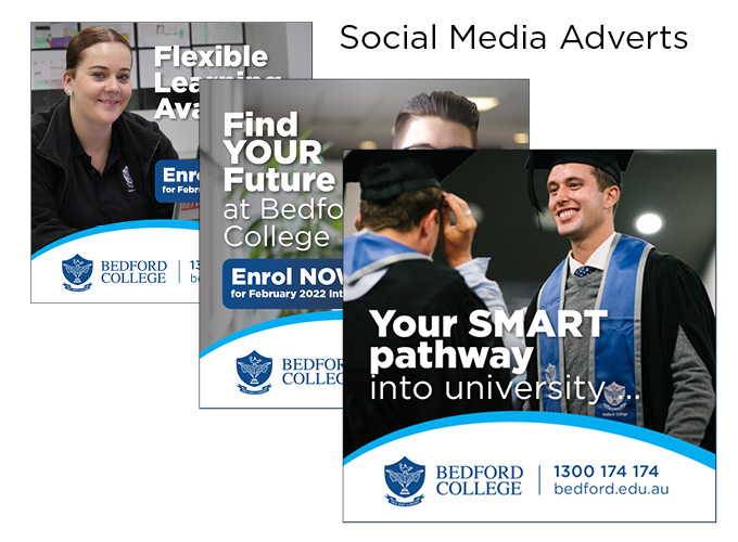 bedford college social media adverts by intervision design